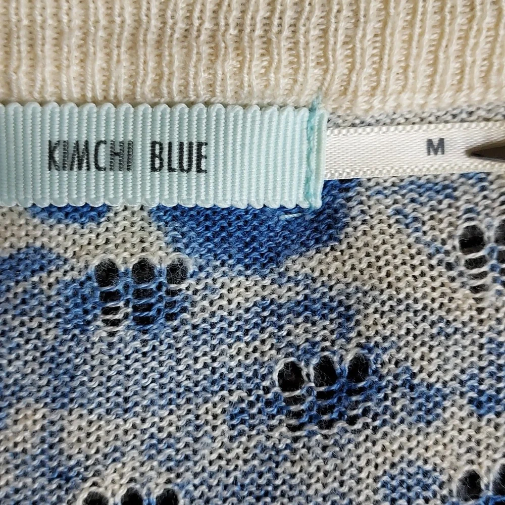 Urban Outfitters Kimchi Blue Ivory & Blue Skull Illusion Floral Sweater Size M - Picture 7 of 9